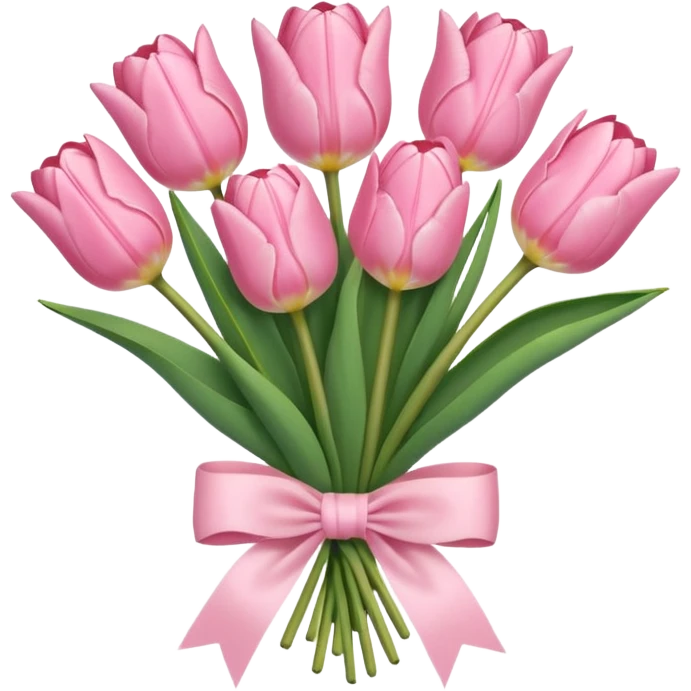 light pink tulip bouquet with light pink bow emoji