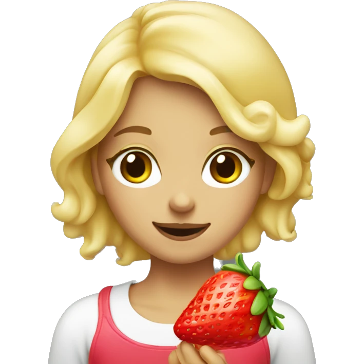 A blonde girl eating gummy strawberries  emoji