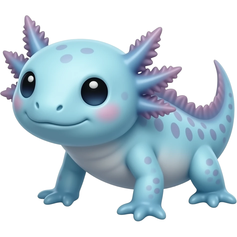 Ajolote azul con cara kawaii en cuatro patas emoji