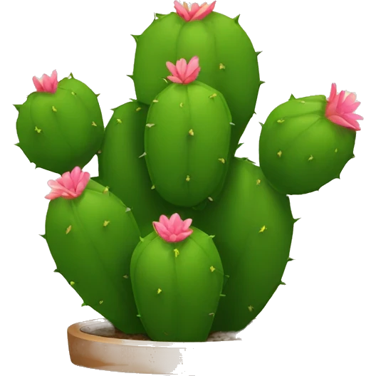 round Nopal + no pot + no flowers emoji
