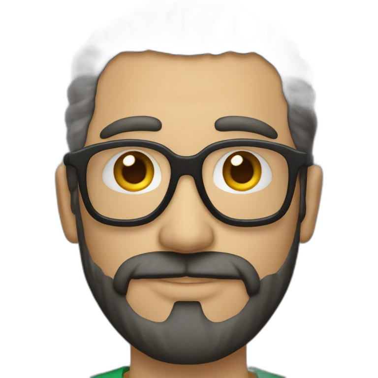 Homme sans cheveux avec de la barbe et une paire de lunettes emoji