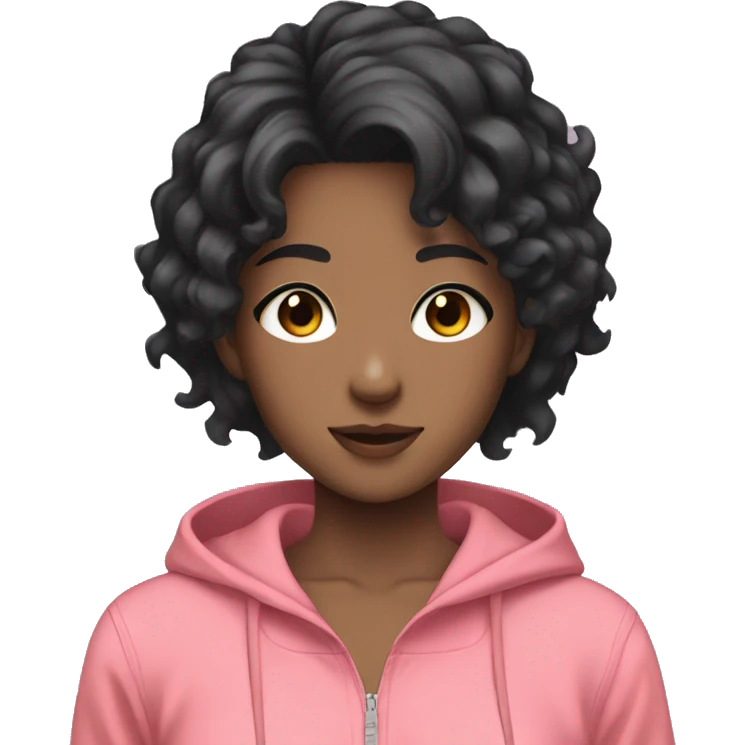 Anime girl black hair with tracksuit  emoji