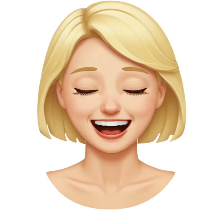 blonde white woman grabbing her neck and laugh crying  emoji