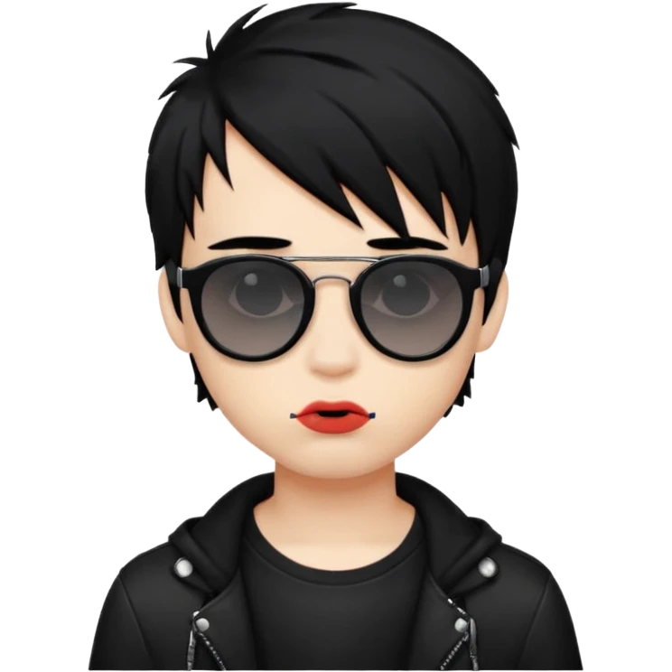 emo boy model with lip piercing sunglasses emoji