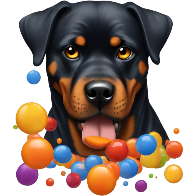 Rottweiler eating paintballs emoji