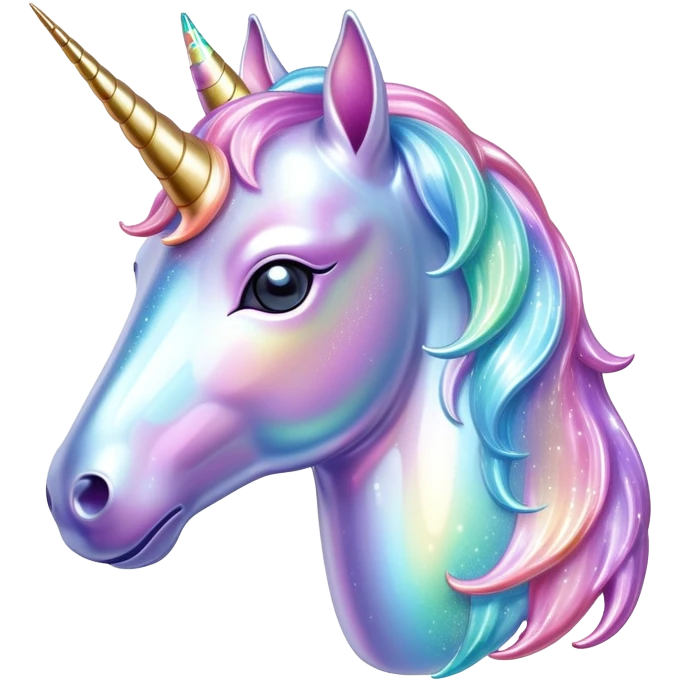 Sparkly glossy Pastel iridescent glass unicorn emoji