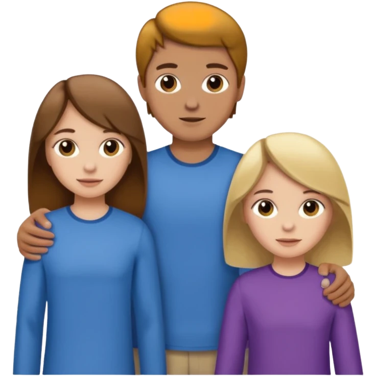 1 brown hair fair skin brother 4 brown hair sisters 1 blond sister emoji