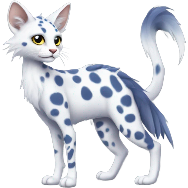 Modern Feral Rare Fantasy Vernid-Trico-species by LiLaiRa, random markings, tufted tail, tufted ears, full body emoji