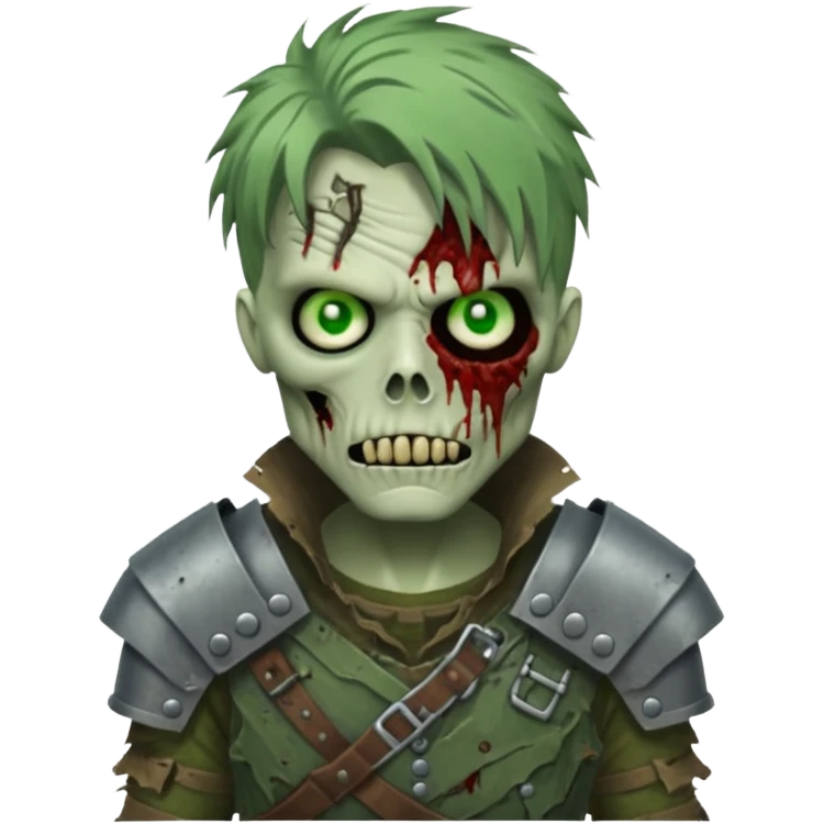 armoured zombie with hair emoji