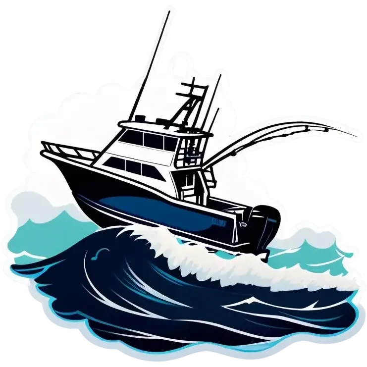 sport fishing boat over wave emoji