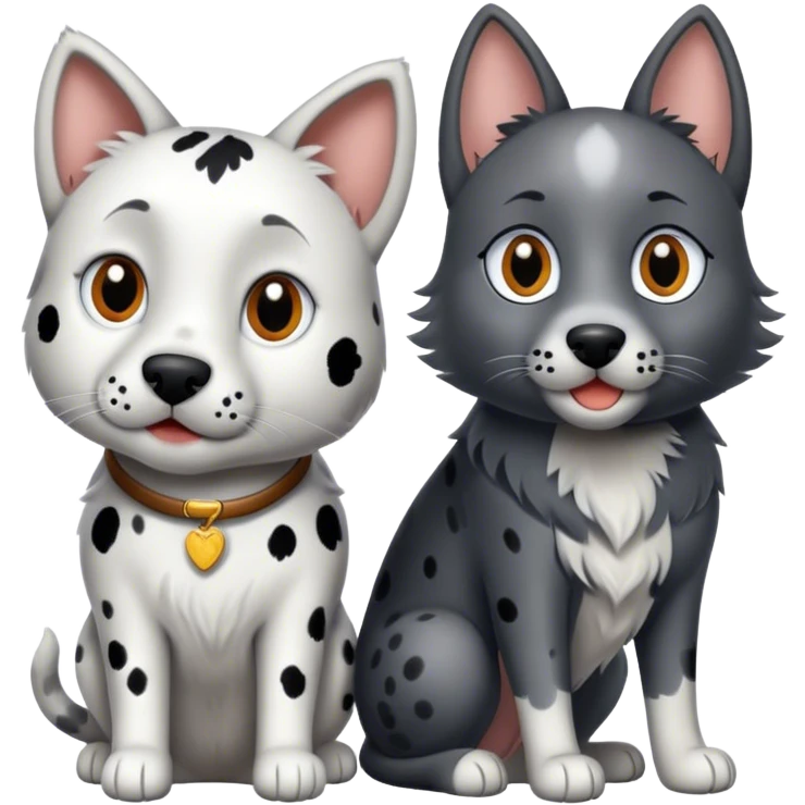 Dalmatian, gray cat and Belgium shepherd  emoji