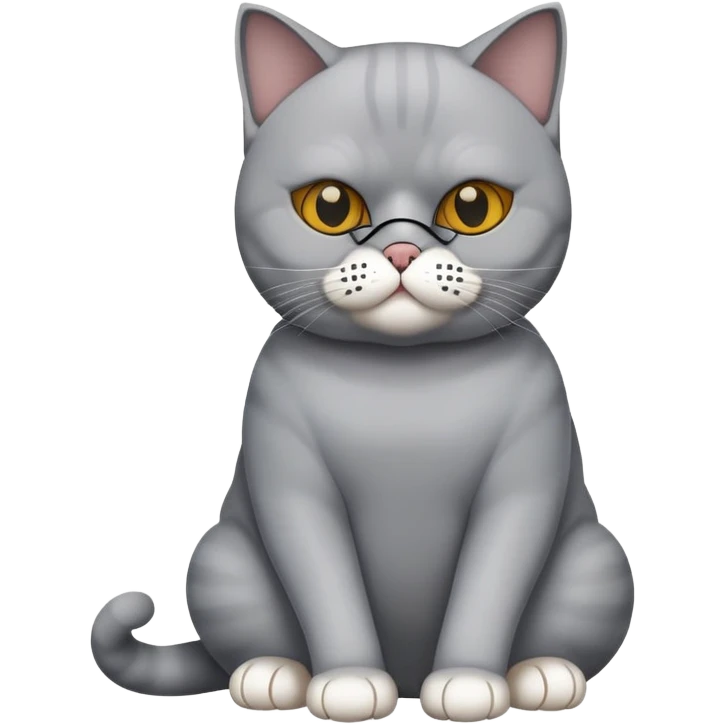 British Shorthair cat full body sitting with a mask emoji