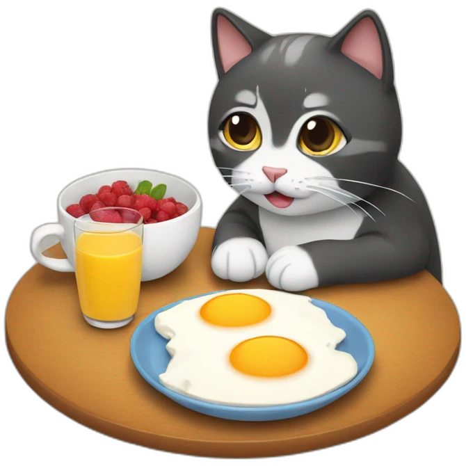 Cat taking a breakfast emoji