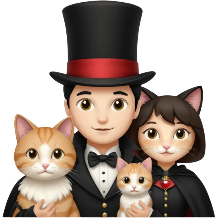 magician couple and their pet cat emoji
