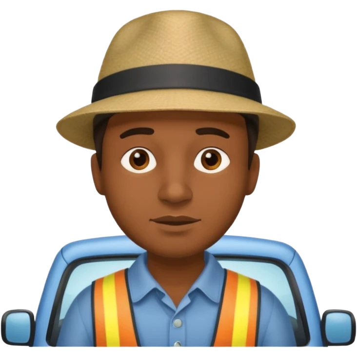 homme créole réunionnais  avec chapeau embouteillage route  emoji