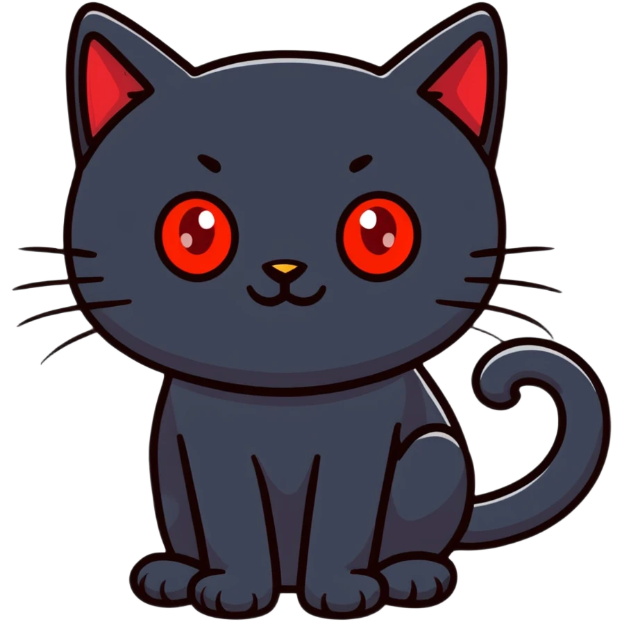 Mysterious black cat with bright red eyes emoji