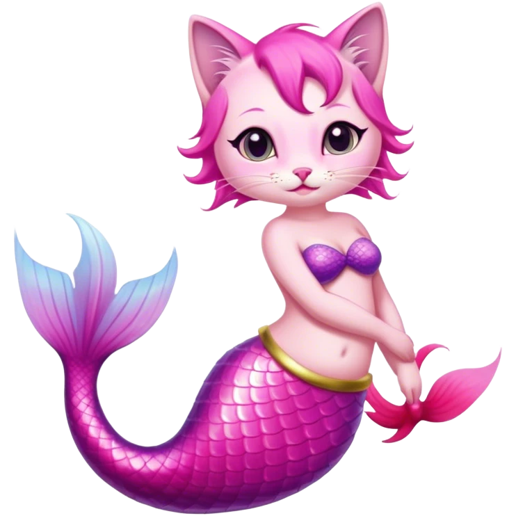 mermaid cat pink tail emoji