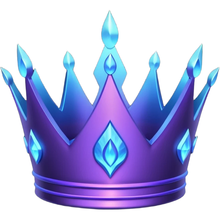 A dark glowing crown with purple neon edges and a small blue flame in the center. Mysterious, powerful, and royal. 👑🔥💜 emoji