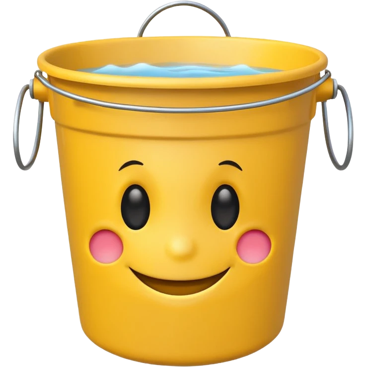 a smiley cute emoji with buckets as eyes, simple and playful emoji