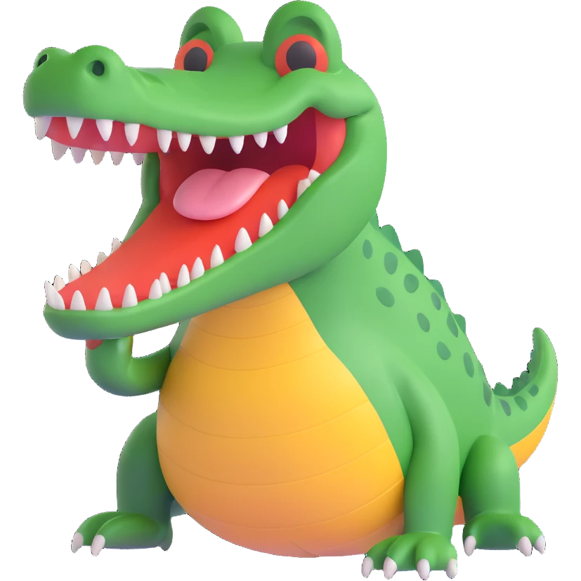 playful and dynamic 3D animation style crocodile emoji emoji