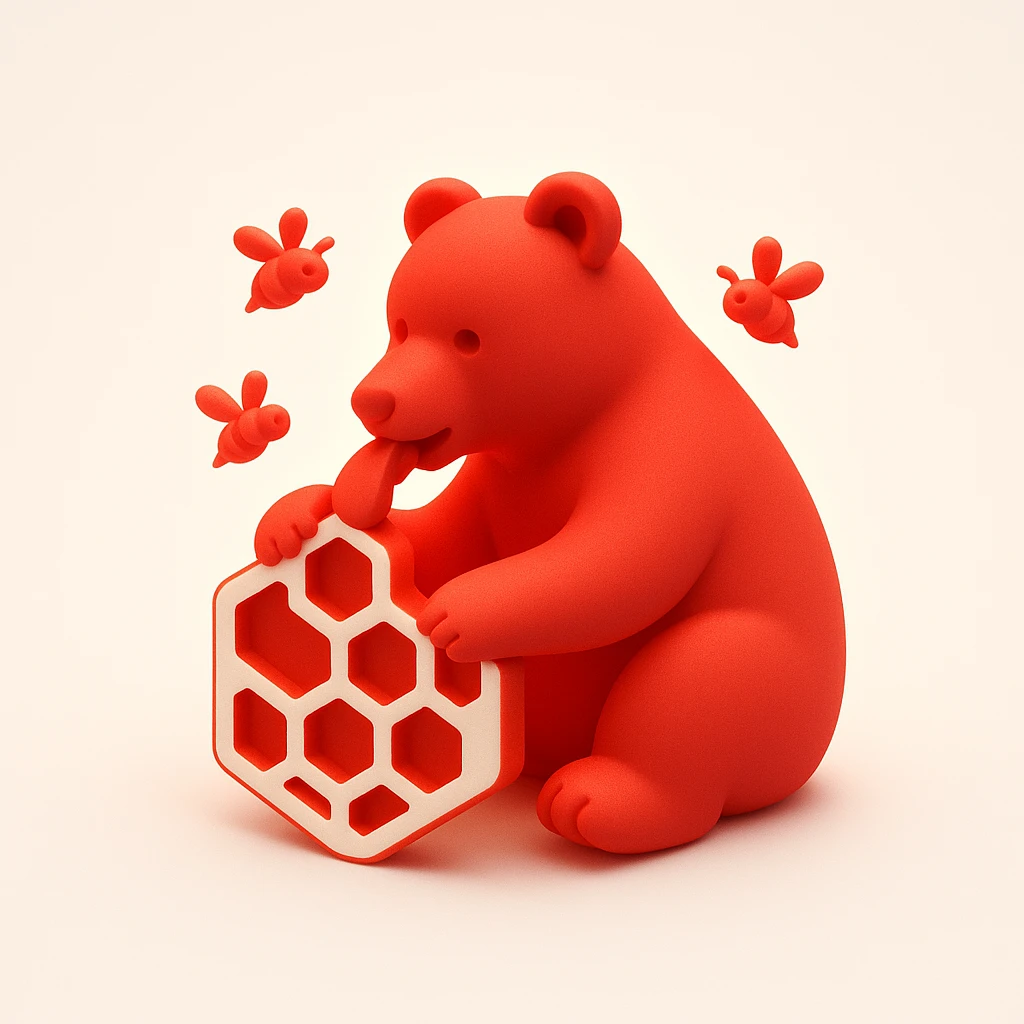bear eating honeycomb with bees flying around emoji
