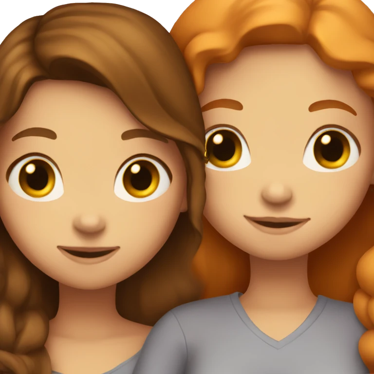 Brunette and ginger girls hugging  emoji