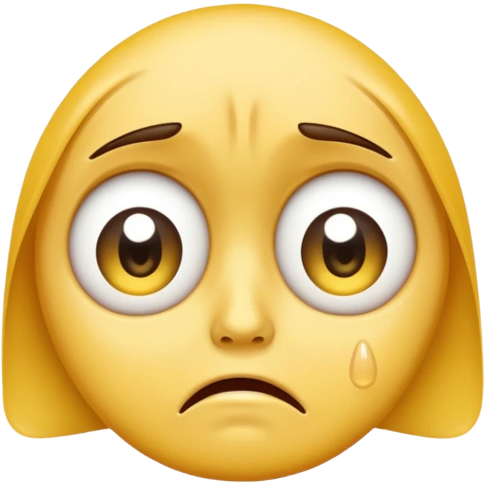 Create a sad face, big eyes, sad crying with tears, regular emoji, yellow face, big eyes, circular shape emoji emoji