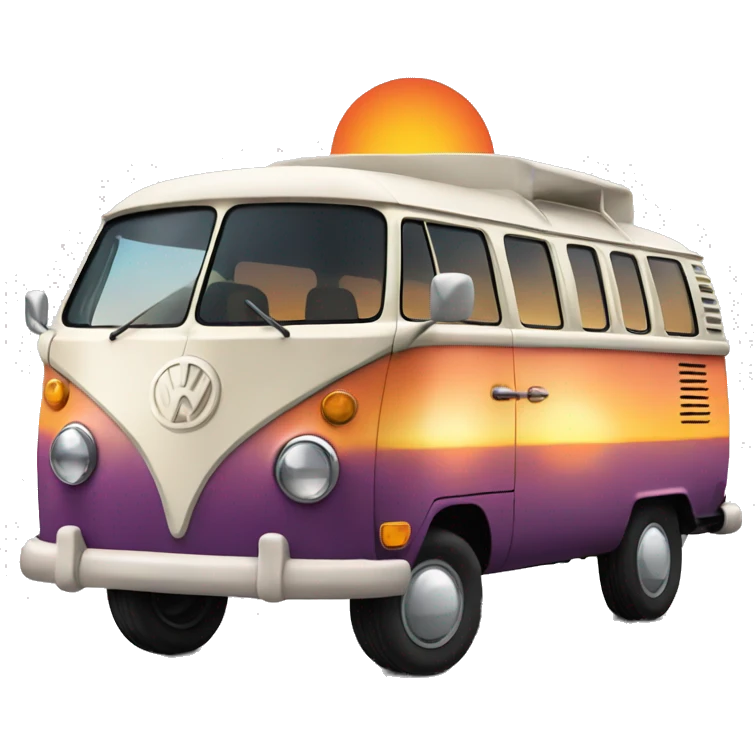 VW Bus driving with a Sunset  emoji
