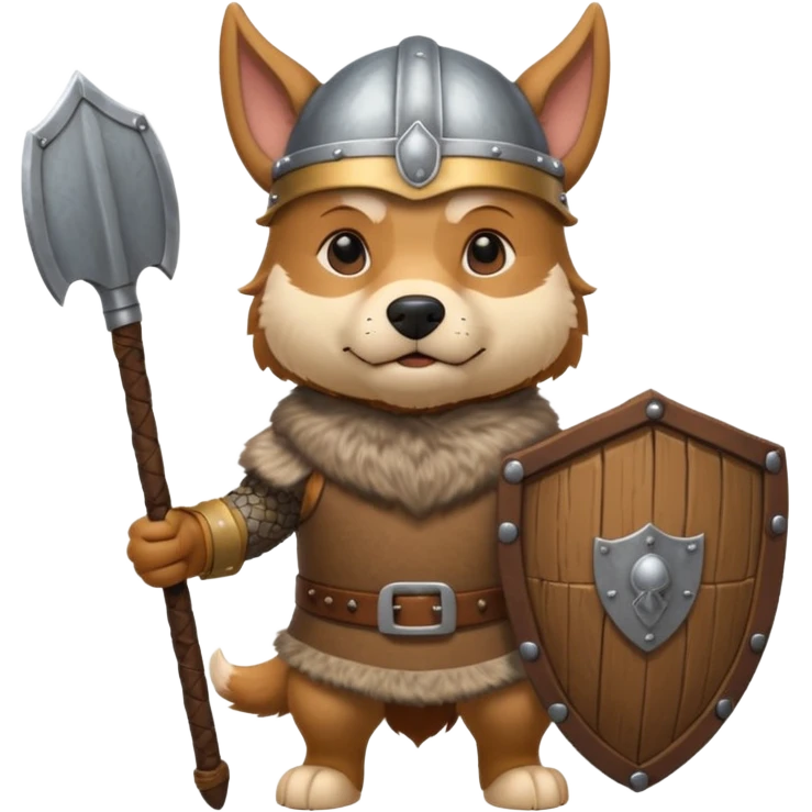 Viking Dog with helmet and wooden shield emoji