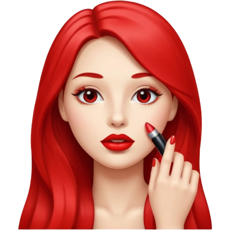 long haired woman putting liptstick emoji