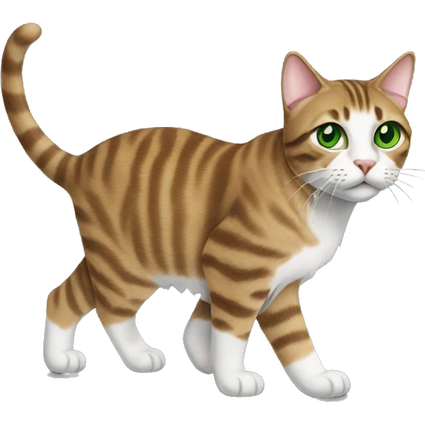 tabby cat with green eyes walking emoji