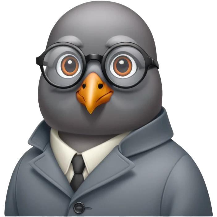 Pigeon with glasses and coat looking like a spy emoji