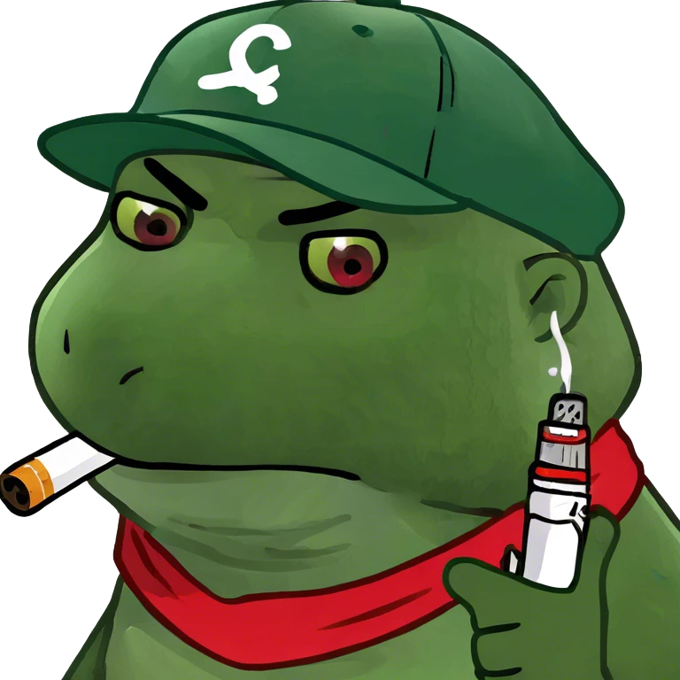 Bear smoking with bloodshot red eyes emoji
