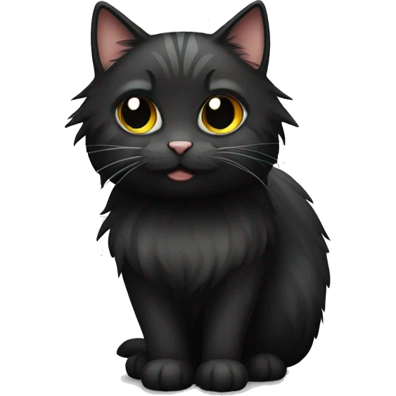 a long haired tabby cat and black cat emoji