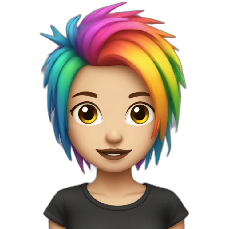 Rainbow hair punk girl emoji