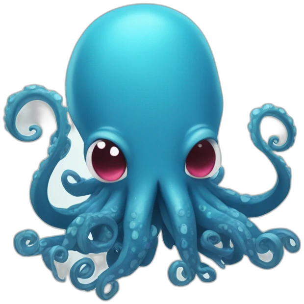 Cute blue kraken making hearts with tentacles emoji