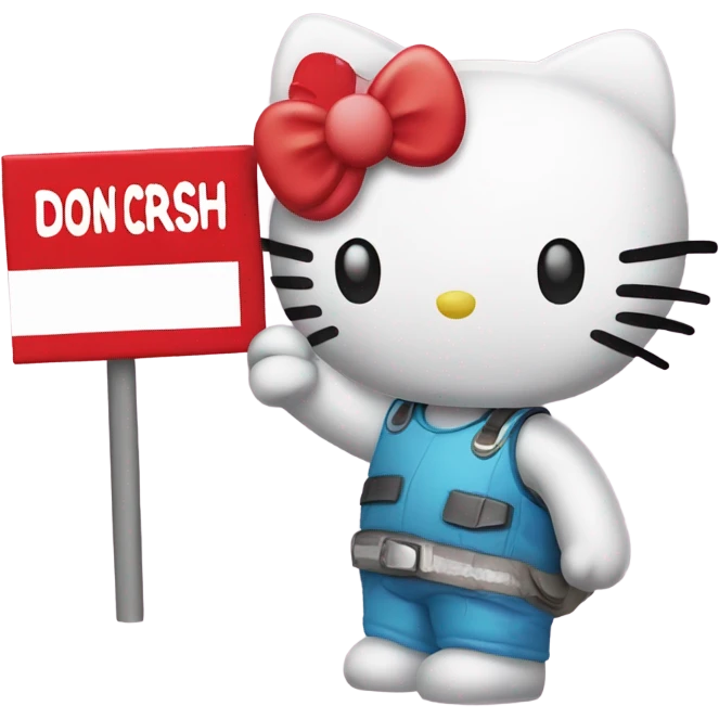 Hello kitty holding a sign that says “don’t crash out” emoji
