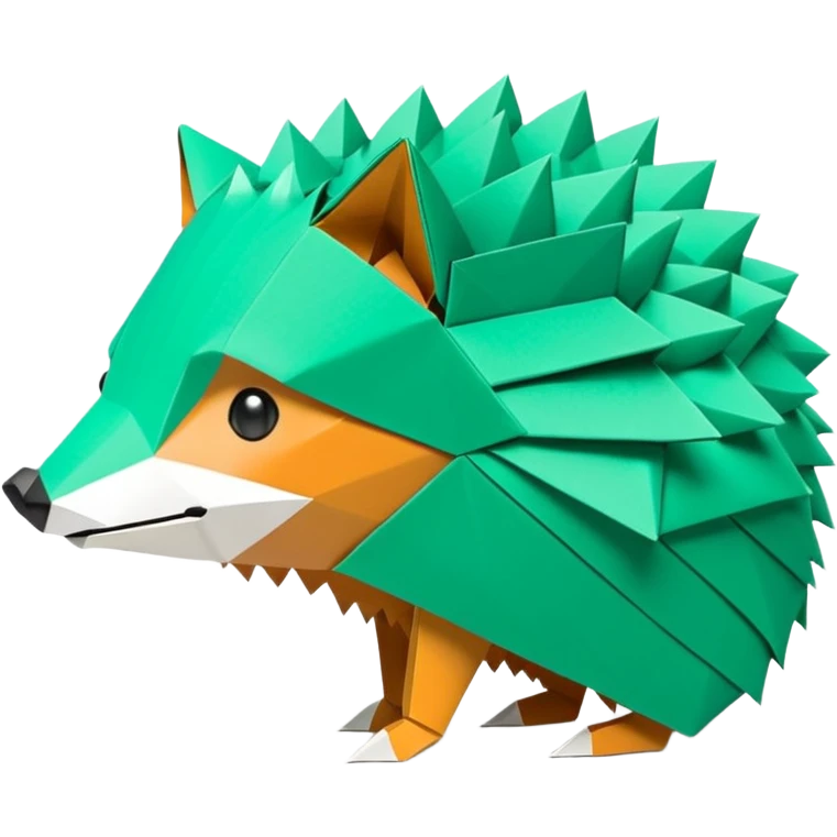 origami hedgehog half fox half hedgehog in color green mint rgb(168, 251, 211) the tail of fox A8FBD3 emoji