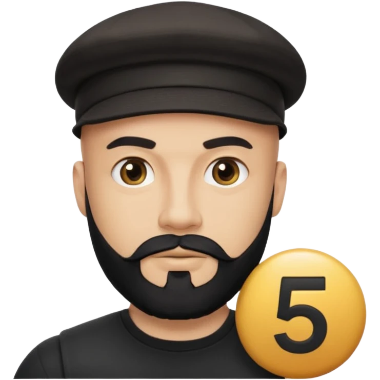 Muscular bald man with black beard wearing cap, holding giant Instagram logo, golden "500" floating above, minimal emoji style, white background emoji