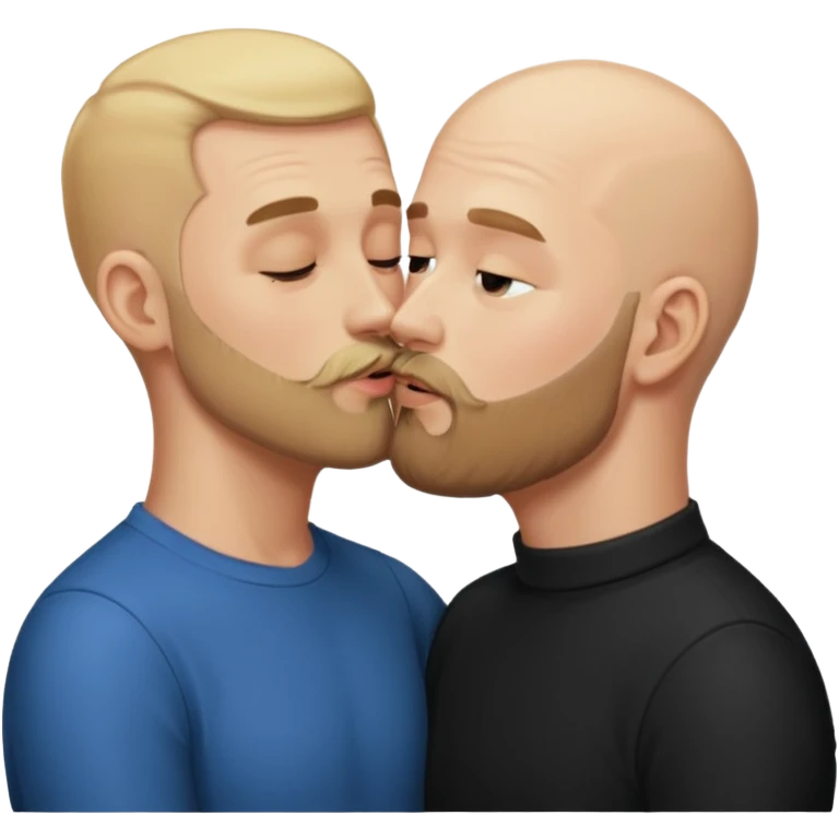 Blonde man kissing another bald man with a beard emoji