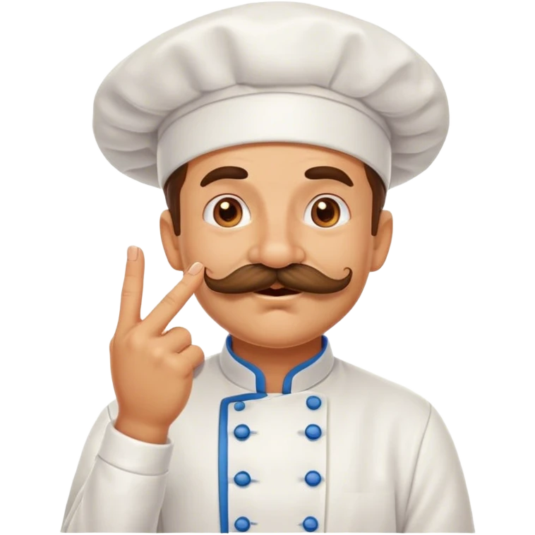 Pleased mustachioed chef enthusiastically kissing his pinched fingers emoji with love emoji