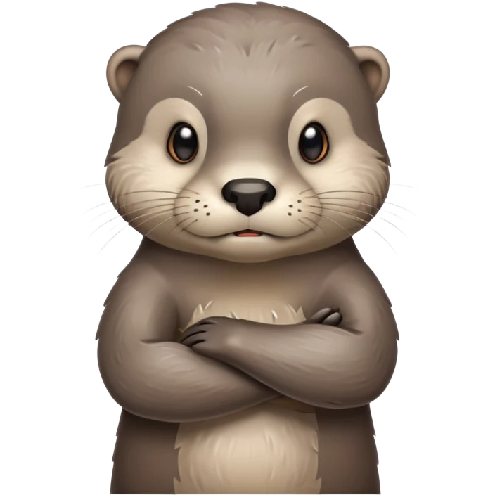 Angry otter with crossed arms, frowning face emoji