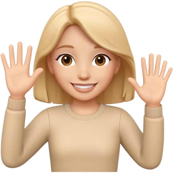 generate realistic detailed girl waving hi 3d style  emoji