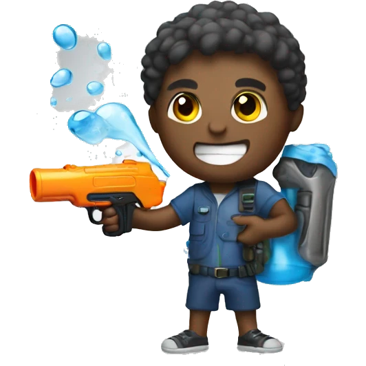 A emoji holding a water gun emoji