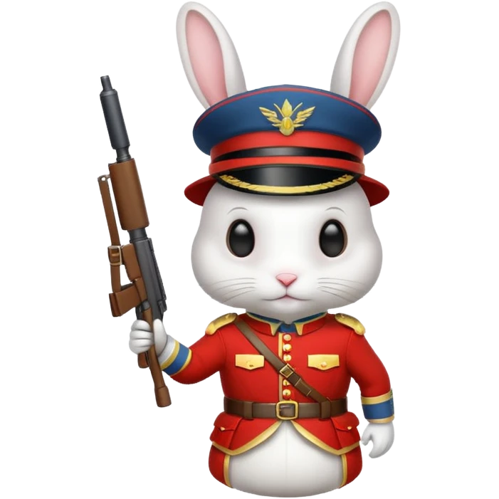 white rabbit with soldier costume emoji