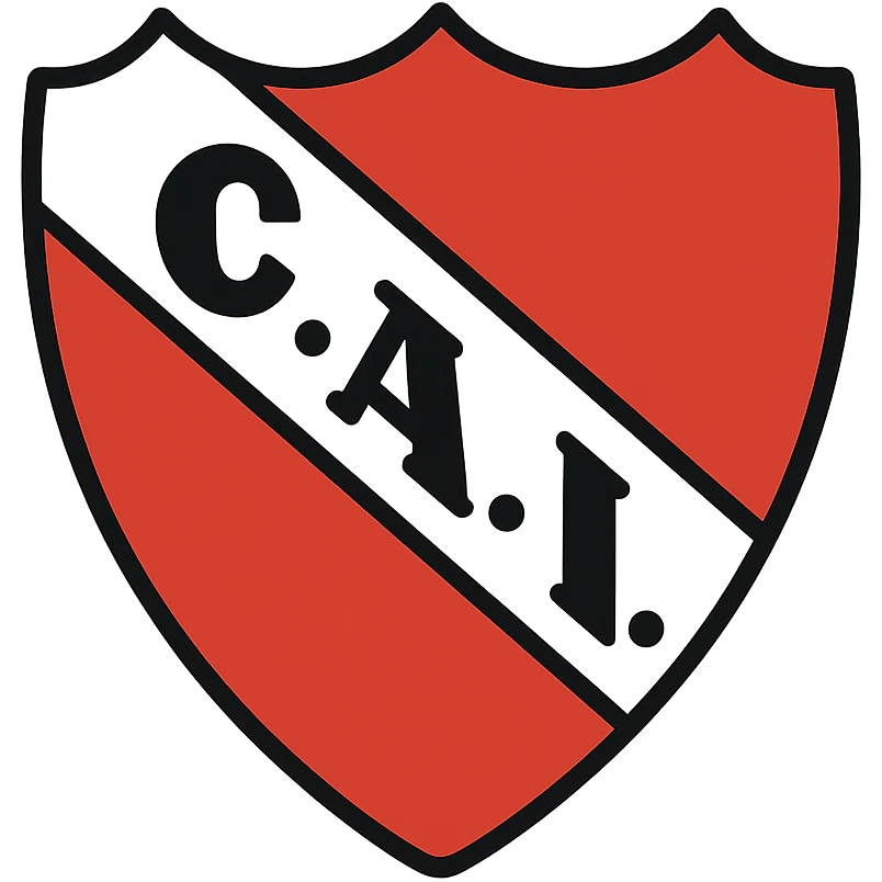 heraldic shield with three-pointed top and rounded base, white outline, red background, white diagonal band from top left to bottom right, black bold legible capitals 'C.A.I.' with black dots between letters, centered and spaced within band emoji