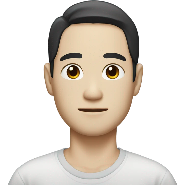 man from japan with white skin and black hair, wear casual shirt , closeout face emoji