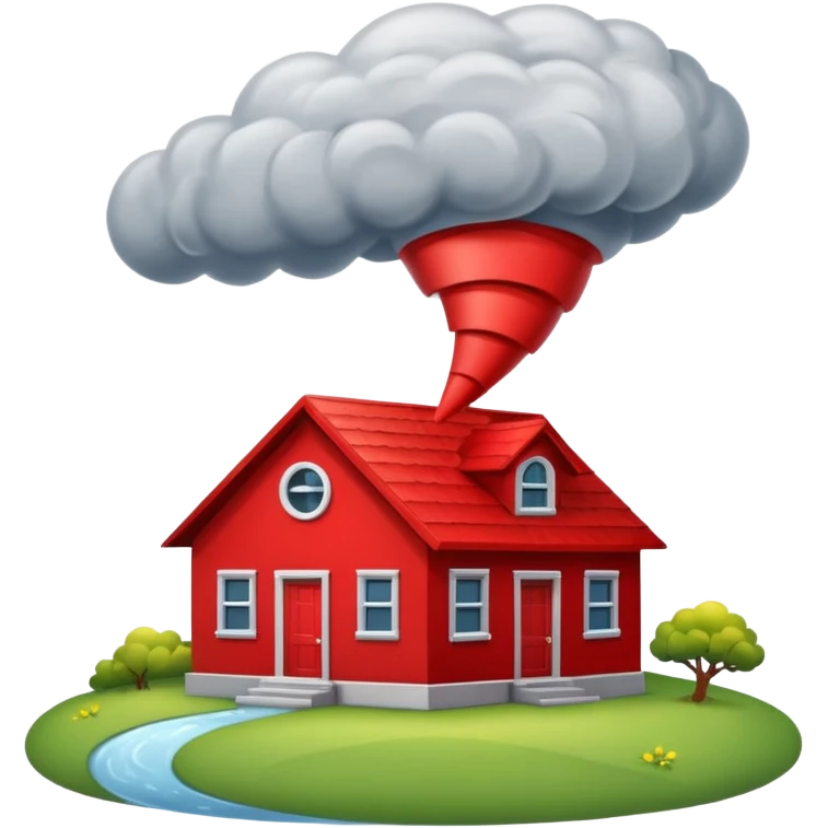 Tornado in storm with red home emoji