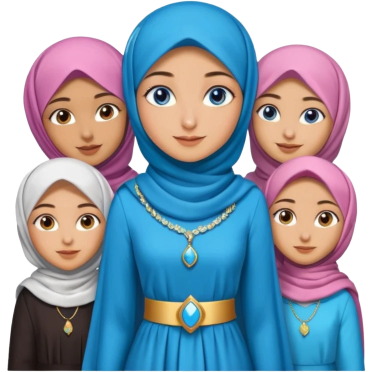Turkish beautiful finish Konya girls blue eyes with party design hijab long tail dress and the friends have a championship  emoji