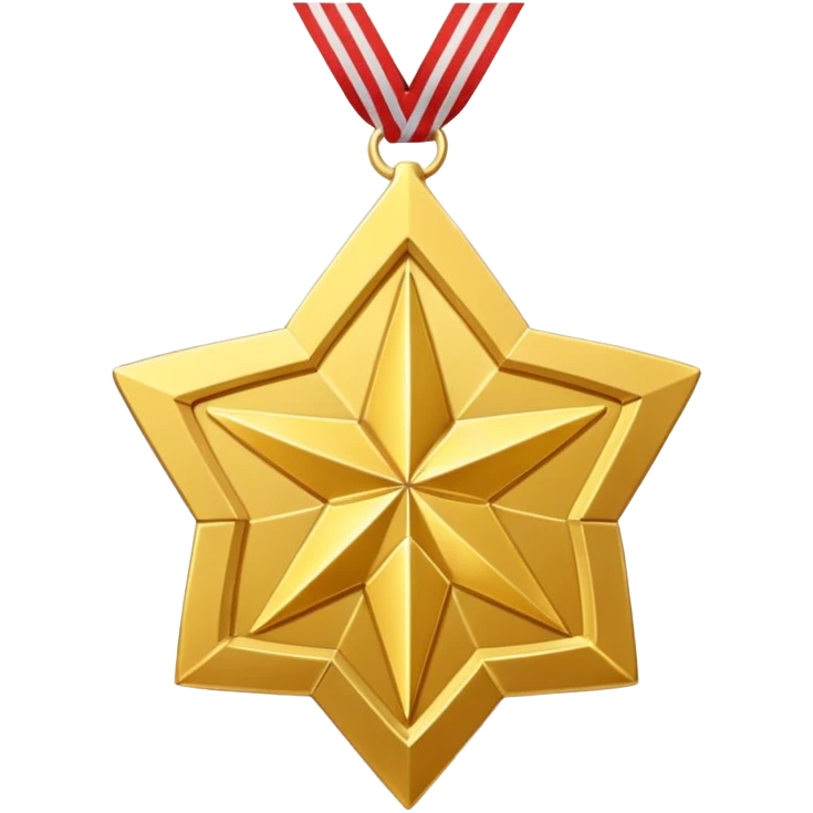 A golden medal in the shape of a SUPER HARPEN star, with a loop for attaching a ribbon or necklace emoji